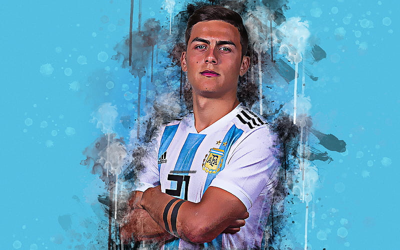 Paulo Dybala, art Argentina national football team, creative art, grunge style, Aregnta, portrait, face, Argentine football player, forward, HD wallpaper