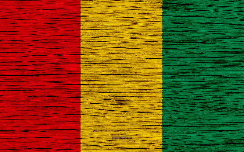 Flag of Guinea Africa, wooden texture, Guinean flag, national symbols, Guinea flag, art, Guinea, HD wallpaper