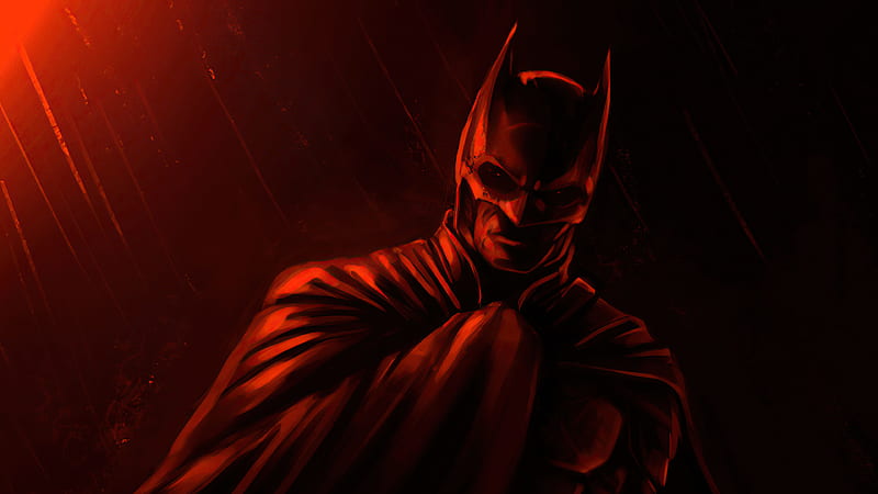 The Batman (2021), Batman, red, 4K, superhero, artwork, ArtStation, DC  Comics, red background, The Batman (2022)