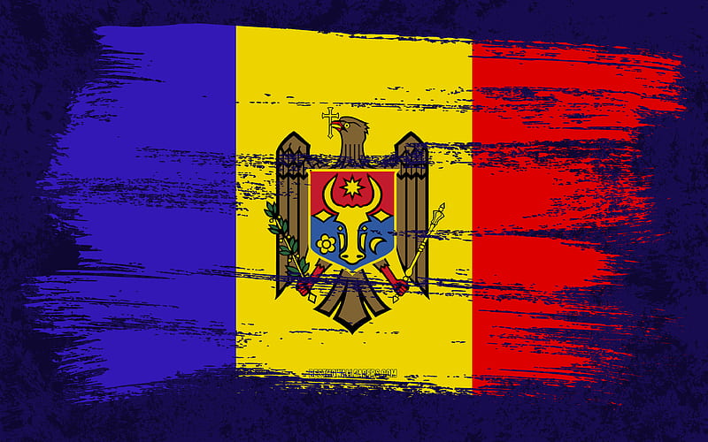 Flag of Moldova, grunge flags, European countries, national symbols, brush stroke, Moldovan flag, grunge art, Moldova flag, Europe, Moldova, HD wallpaper