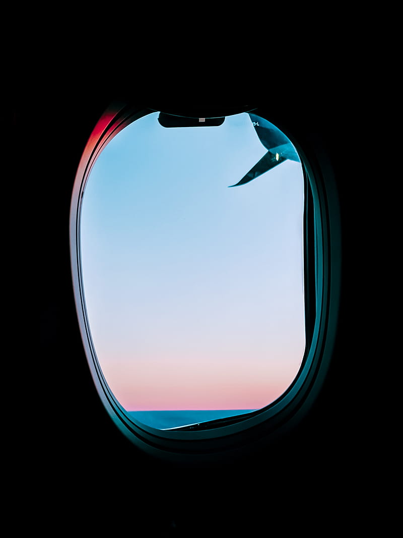 porthole, window, dark, plane, view, HD phone wallpaper