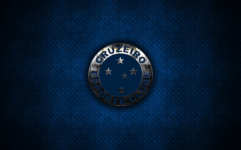 Cruzeiro Esporte Clube, Cruzeiro FC metal logo, emblem, blue metal background, creative art, Brazilian football club, Sao Paulo, Brazil, Serie A, football, HD wallpaper