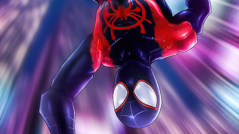 Spiderman Jumping Down, spiderman, superheroes, artist, artwork, digital-art, artstation, HD wallpaper