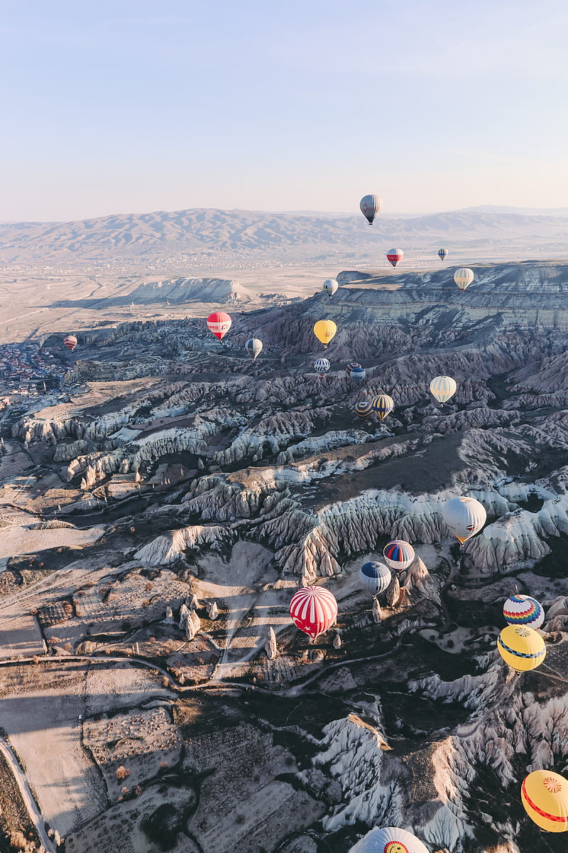 hot air balloons flew in mid air, HD phone wallpaper