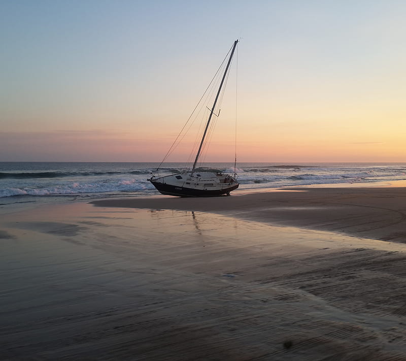 Cabo Polonio Uruguay, sunset, barco, beach, boat, sky, dia, playa, skay, sol, HD wallpaper