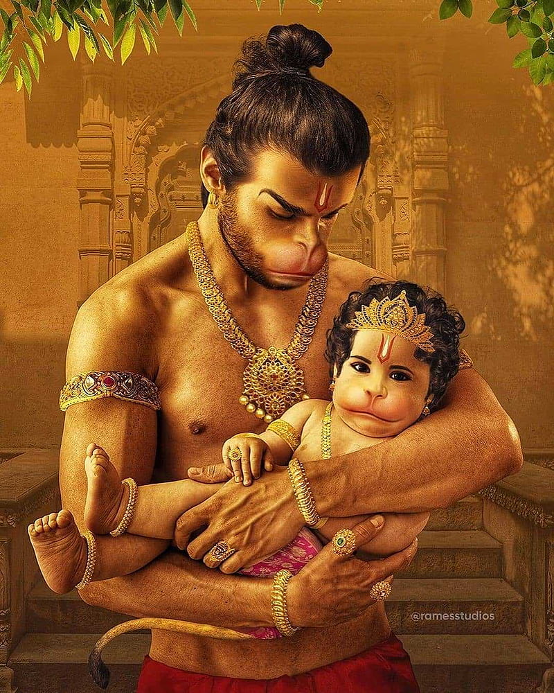 Little God Hanuman with His Father ! Jay Hanuman, Cute Hanuman, HD phone wallpaper