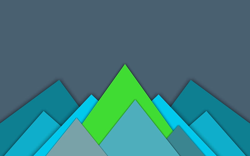 material design, pyramids gray and blue, android, lollipop, triangles, geometric shapes, creative, strips, geometry, gray background, HD wallpaper