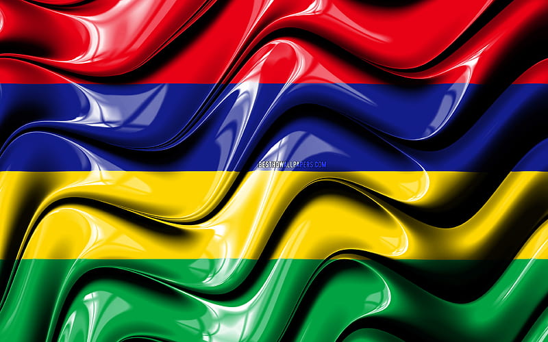 Mauritian flag Africa, national symbols, Flag of Mauritius, 3D art, Mauritius, Republic of Mauritius, African countries, Mauritius 3D flag, HD wallpaper