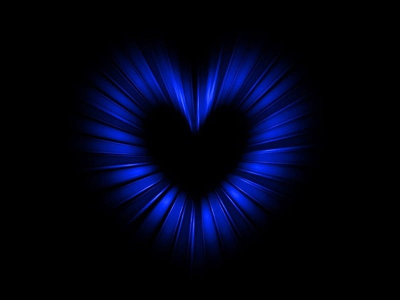 Blue Heart, black, corazones, blue, heart, HD wallpaper