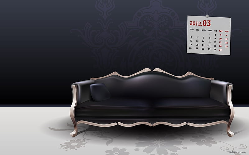 Sofa-March 2012 calendar themes, HD wallpaper