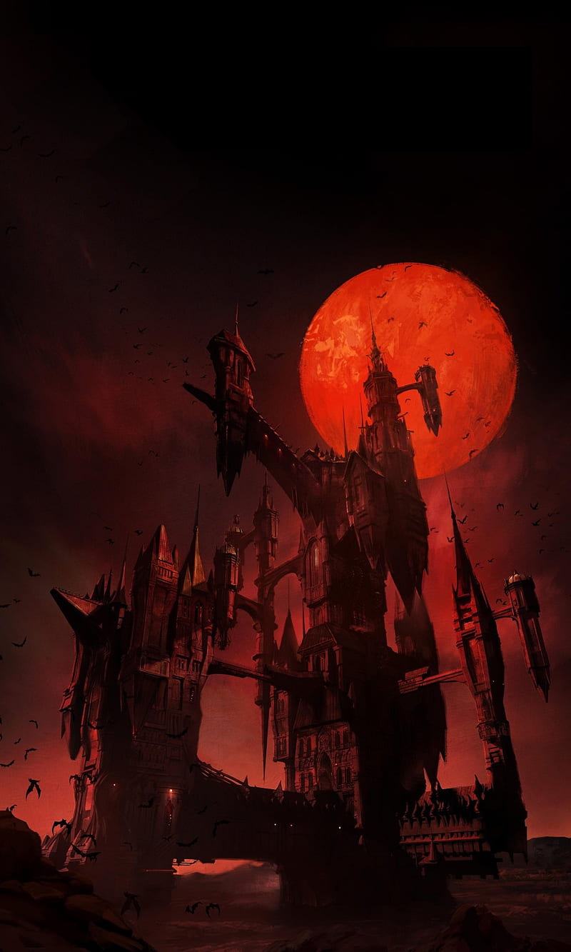 Netflix Poster, anime, belmont, castle, castlevania, dracula, halloween, horror, moon, trevor, vampire, HD phone wallpaper