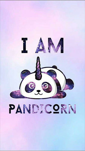 Panda, animal, colour, horn, i am, pink, purple, unicorn, HD mobile wallpaper