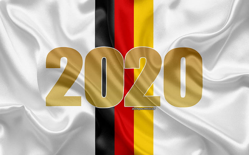 Happy New Year 2020, Germany, 2020 Germany, New Year 2020, 2020 concepts, Germany flag, silk texture, white flag, German flag, HD wallpaper