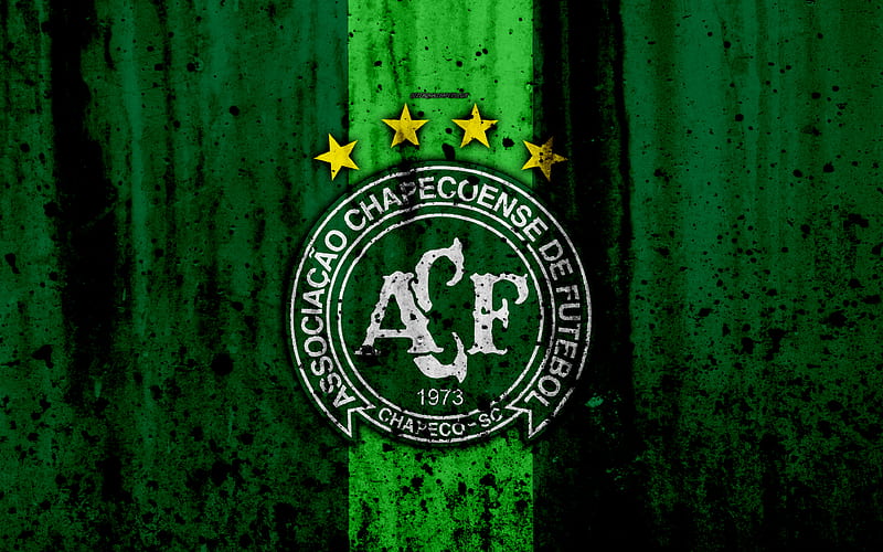 FC Chapecoense grunge, Brazilian Seria A, logo, Brazil, soccer, football club, Chapecoense, stone texture, art, Chapecoense FC, HD wallpaper