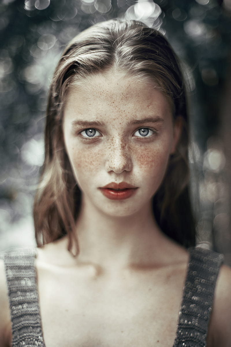model, face, portrait, freckles, Jasmijn Kok, teen, HD phone wallpaper