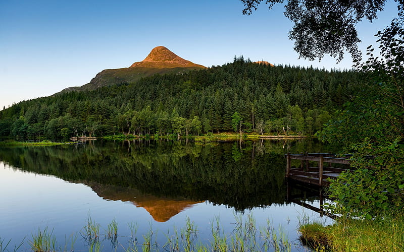Glencoe Lochan, Scotland, Mountains, Trees, Lakes, Scotland, Reflections, Nature, HD wallpaper