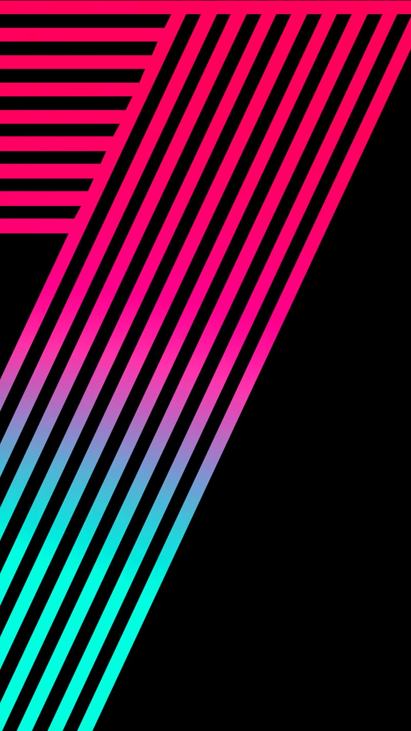 gradient lines 1, abstract, black, blue line, number, pattern, pink, retro, seven, texture, wave, HD phone wallpaper