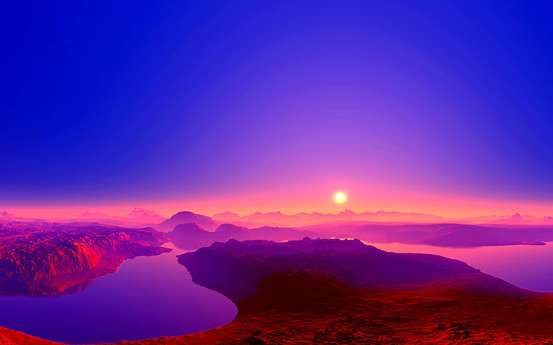 BEAUTIFUL SUNRISE, mountain, andscape, nature, river, sunrise, HD wallpaper