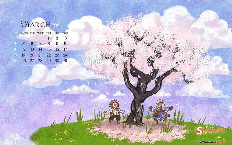 hello spring-March 2012 calendar themes, HD wallpaper