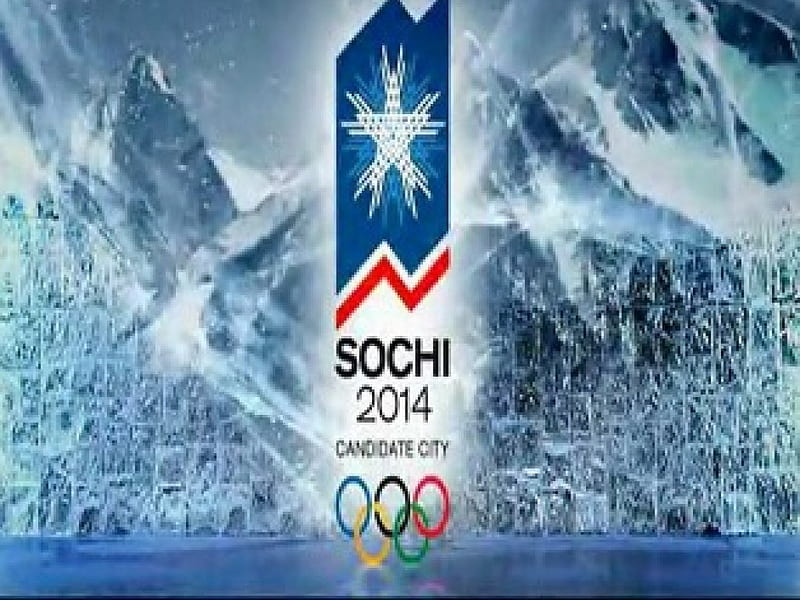2014 Olympics, Olympic rings, olympics, Sochi, mountains, HD wallpaper