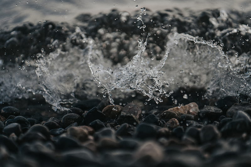 water, splash, stones, pebbles, HD wallpaper