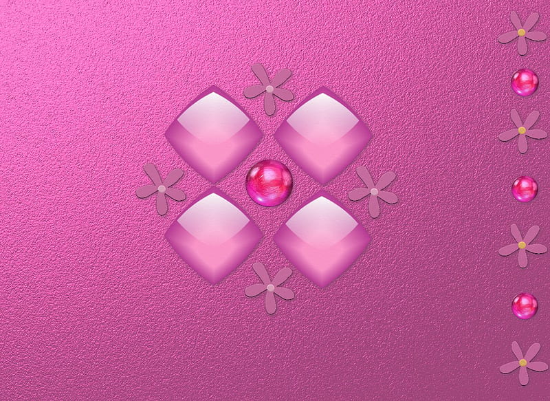 Pretty In Pink , metallic, flowers, 3d, pink, HD wallpaper