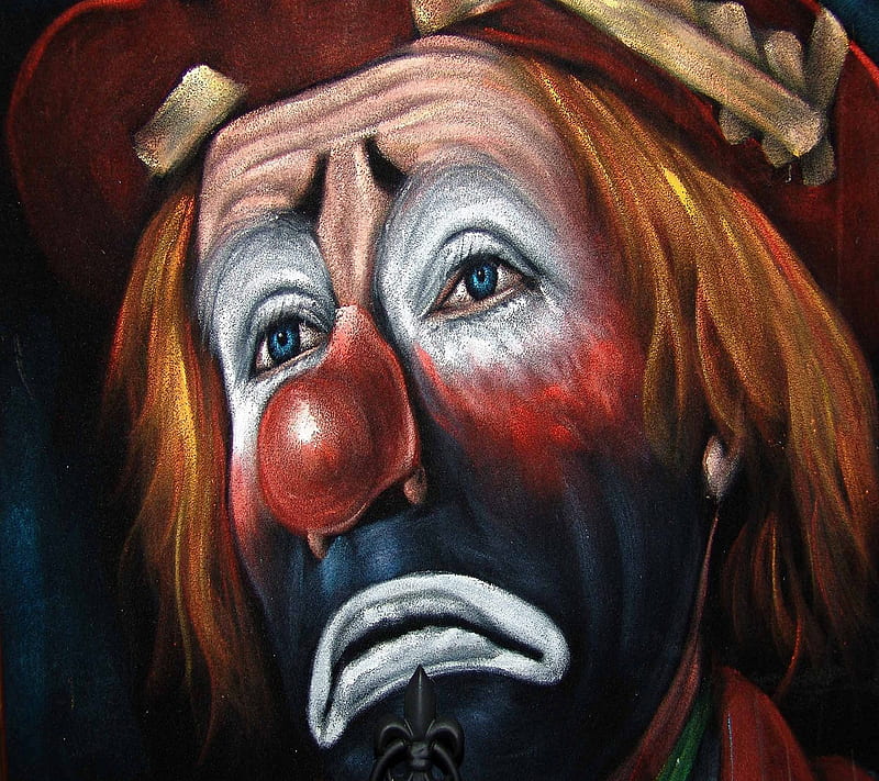 sad clown, clown, emotions, life, painting, sad, sadness, HD wallpaper