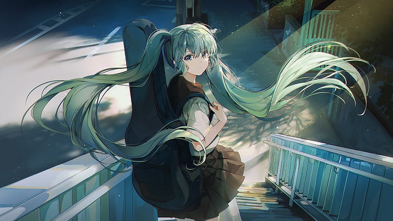 Anime Vocaloid Girl Green Hair Hatsune Miku Long Hair Hd Wallpaper Peakpx