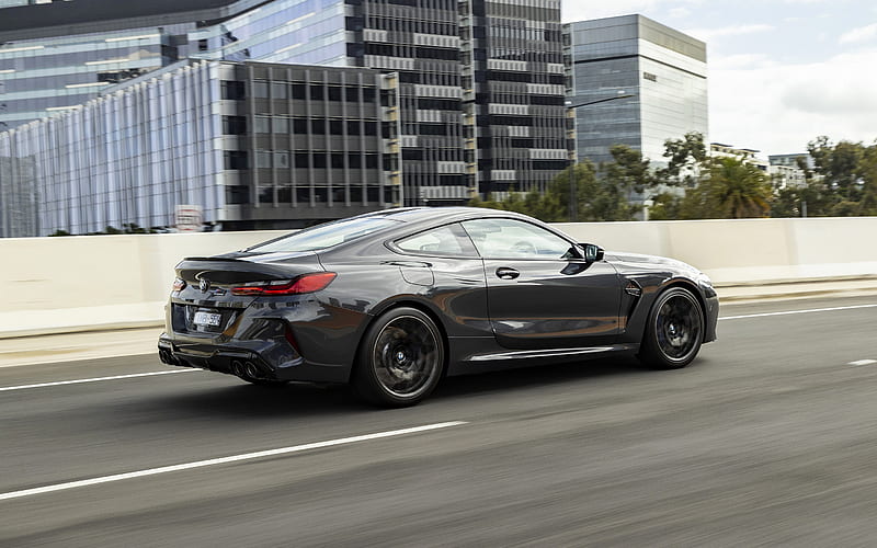 BMW M8 Competition Coupe, 2020, F92, exterior, side view, black coupe, tuning M8, new black M8, german cars, M8 Competition, BMW, HD wallpaper