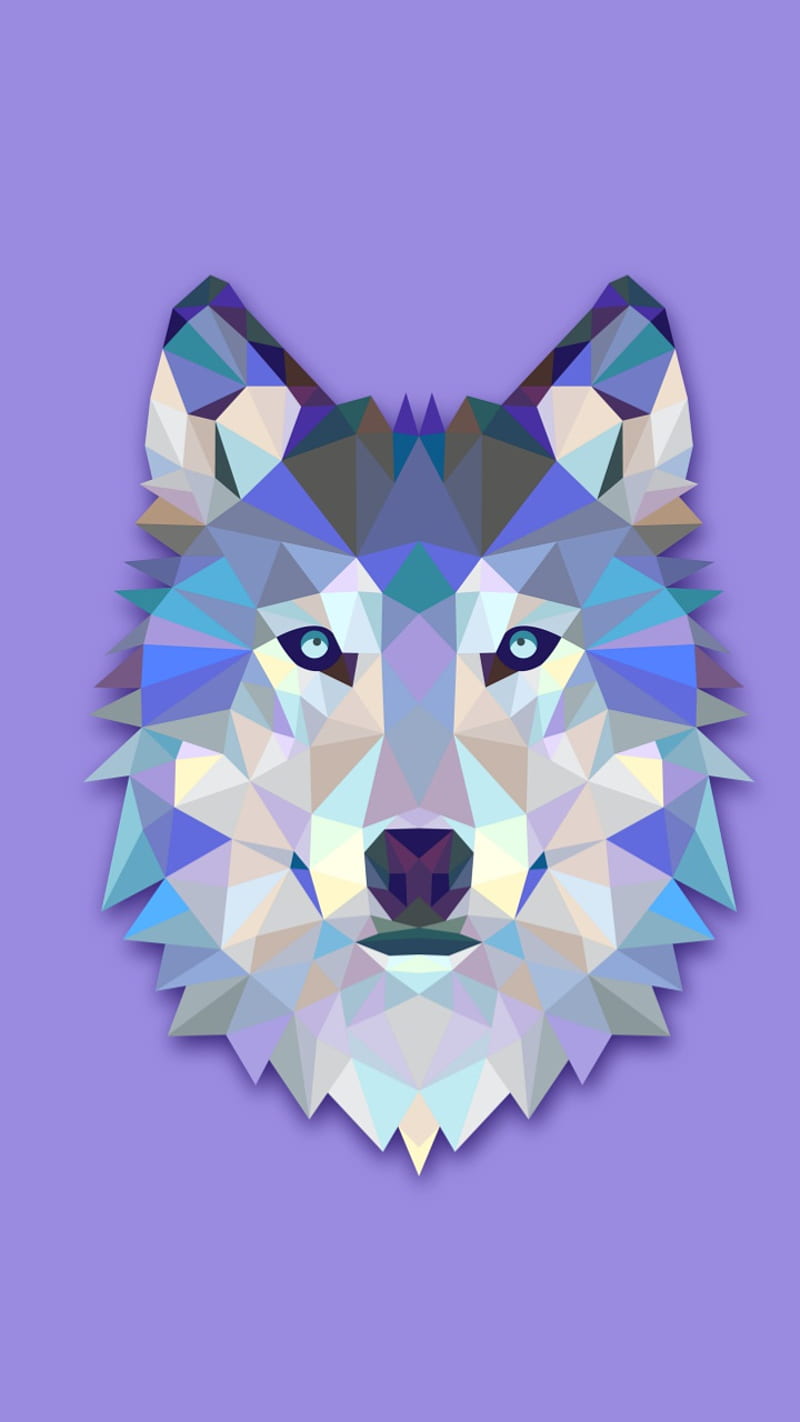 Purple wolf, animal, diamond, full, HD phone wallpaper