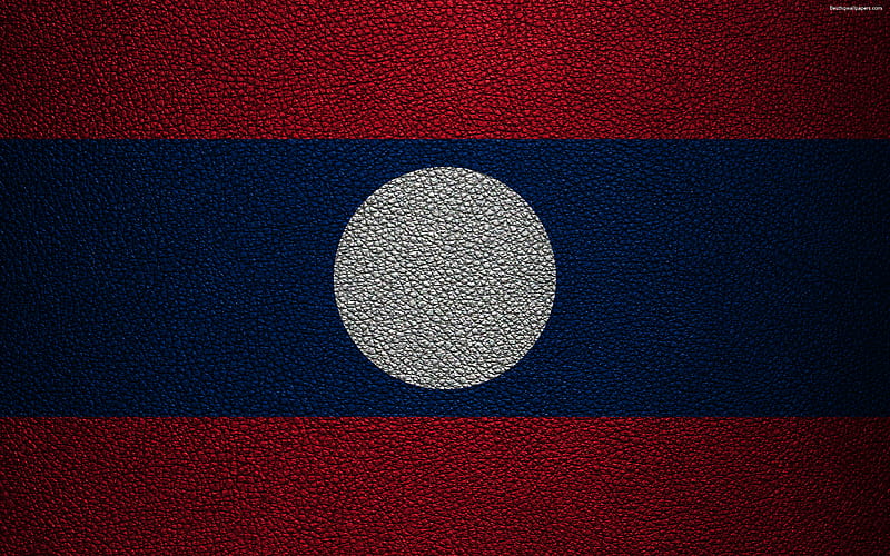 Flag of Laos leather texture, Lao flag, Asia, world flags, Laos, HD wallpaper