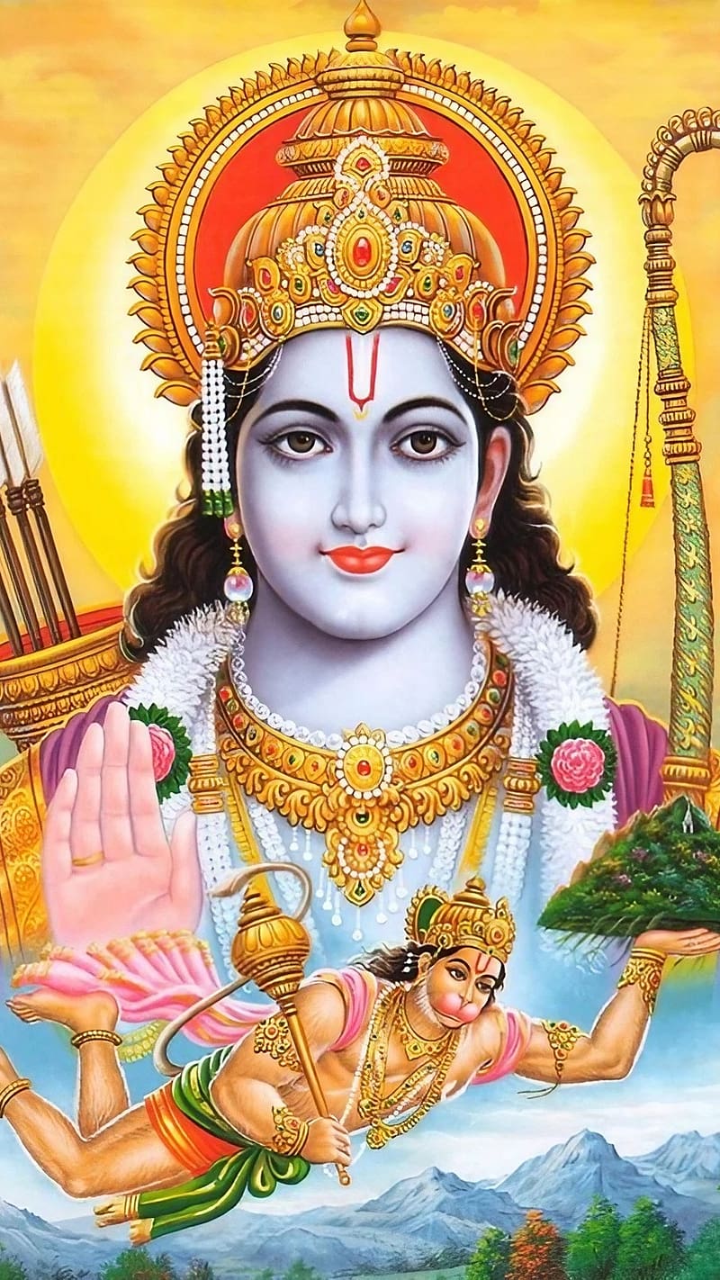 Hindu God , Lord Ram And Hanuman Ji, lord ram, hanuman ji, hindu god, bhakti, HD phone wallpaper