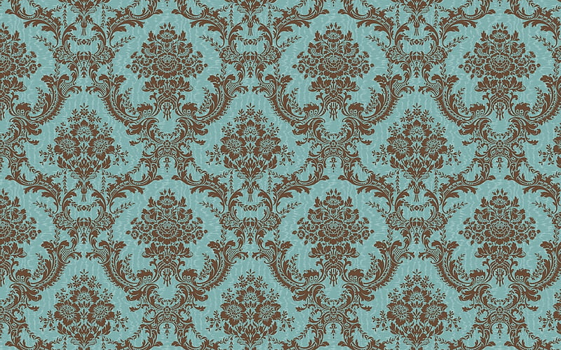 vintage floral pattern brown damask pattern, blue vintage background, floral patterns, vintage backgrounds, blue retro backgrounds, floral vintage pattern, HD wallpaper