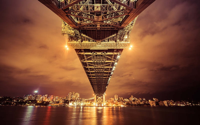 Sydney, Harbour Bridge, Australia, night, lights, cityscape, HD wallpaper