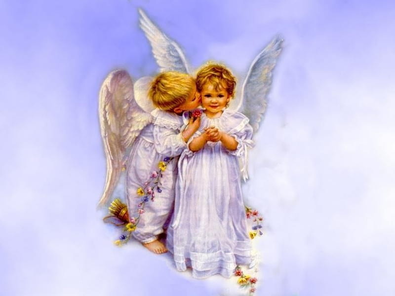 LITTLE ANGELS, male, female, wings, children, angels, HD wallpaper