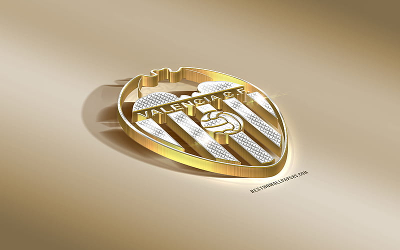 Valencia CF, Spanish football club, golden silver logo, Valencia, Spain, La Liga, 3d golden emblem, creative 3d art, football, LaLiga, HD wallpaper