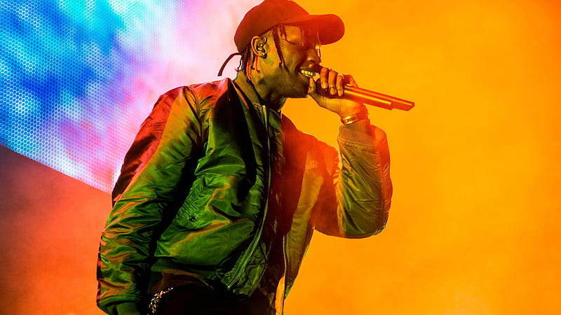 Travis Scott Is Singing In Colorful Background Travis Scott, HD wallpaper