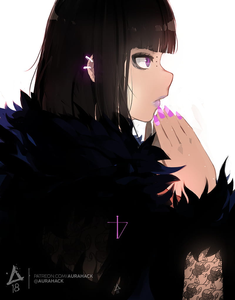 Fan Art Of An Anime Character With Dark Hair Background, G Profile