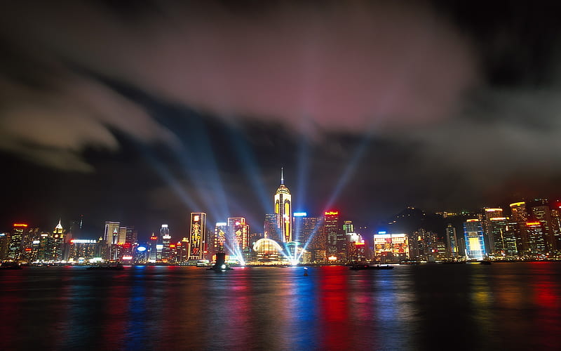 Victoria Harbour Night-Hong Kong landscape, HD wallpaper