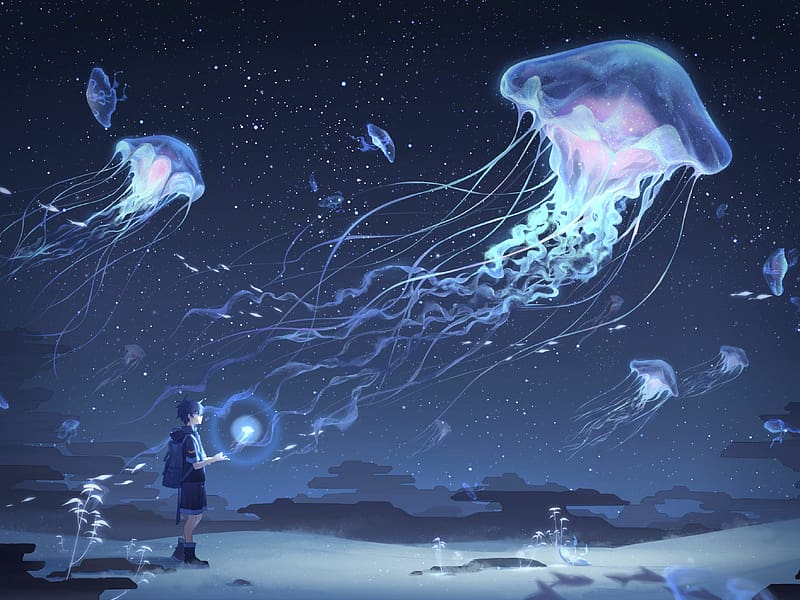 Anime girl jellyfish underwater Playmat Gaming Mat | eBay