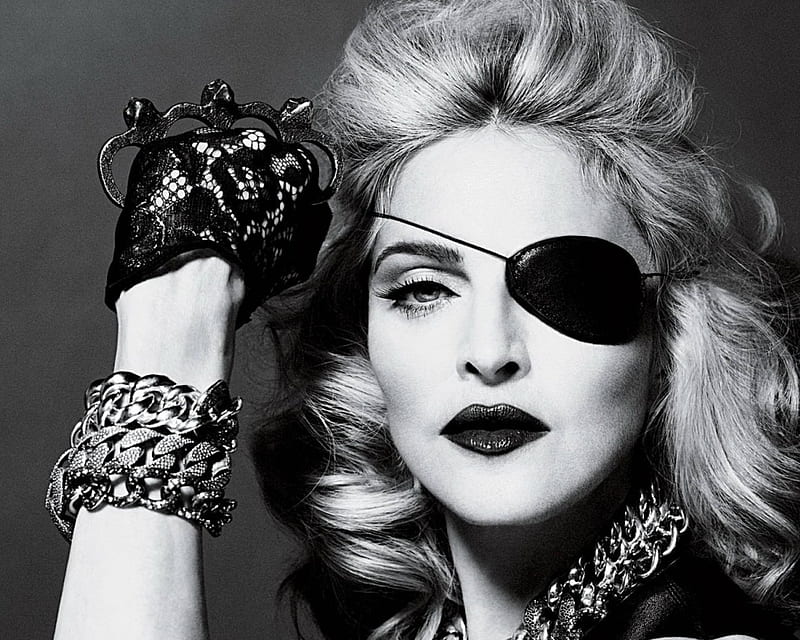Madonna, actress, black, white, woman, singer, HD wallpaper