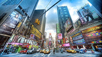 Broadway and 44th st. in manhatten r, carros, city, traffic, r,  skyscrapers, HD wallpaper | Peakpx