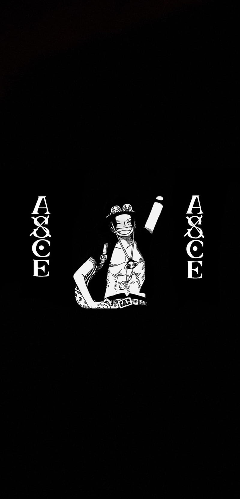 one piece ace black and white