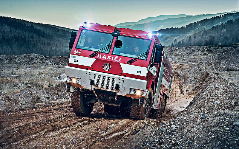 Tatra T815, fire engine, firefighters, T815-731R, extinguishing forest fires concepts, modern fire trucks, Czech trucks, Tatra, HD wallpaper