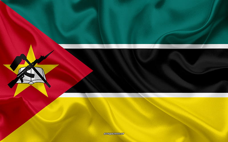 Flag of Mozambique silk texture, Mozambique flag, national symbol, silk flag, Mozambique, Africa, flags of African countries, HD wallpaper