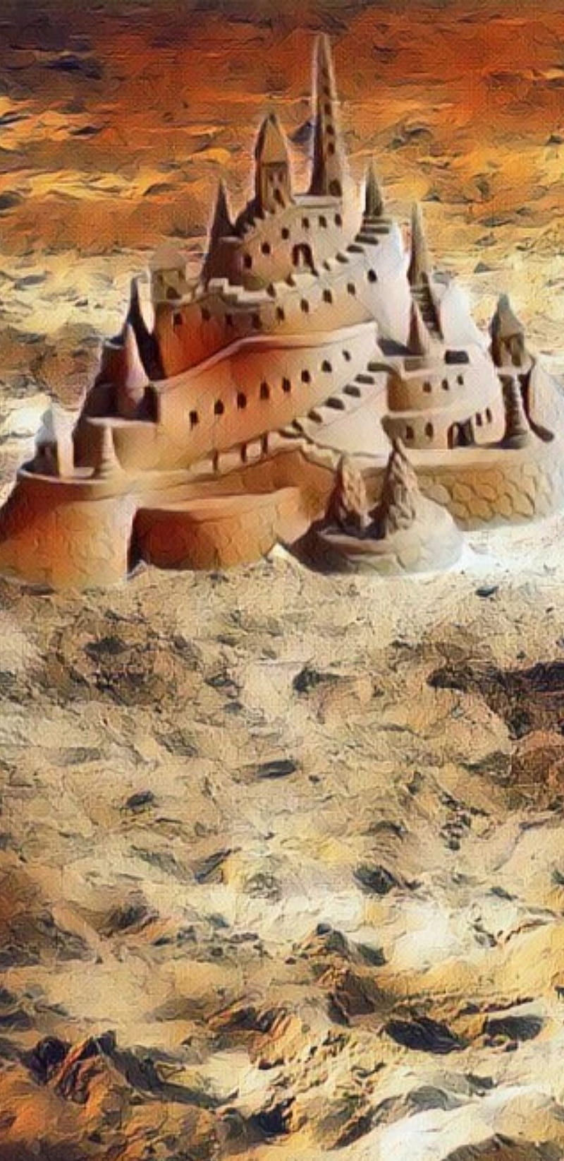 Castle of sands, beach, castle, grand, sand, sand castle, towers, HD phone wallpaper