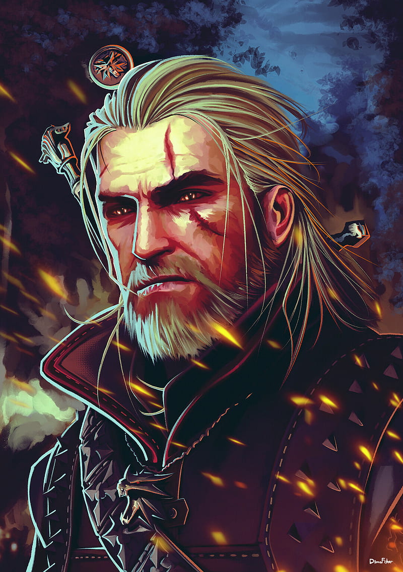 white hair, The Witcher, The White Wolf, The Witcher 3: Wild Hunt, Geralt of Rivia, digital art, video games, HD phone wallpaper