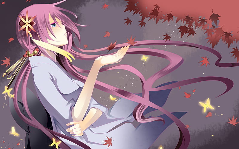 Megurine Luka, Vocaloid, female anime characters, art, long purple hair, portrait, Japanese manga, HD wallpaper