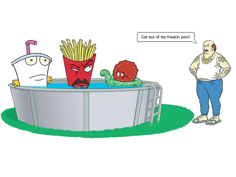 Get out of the pool, frylock, master shake, adult swim, meatwad, aqua teen hunger force, HD wallpaper