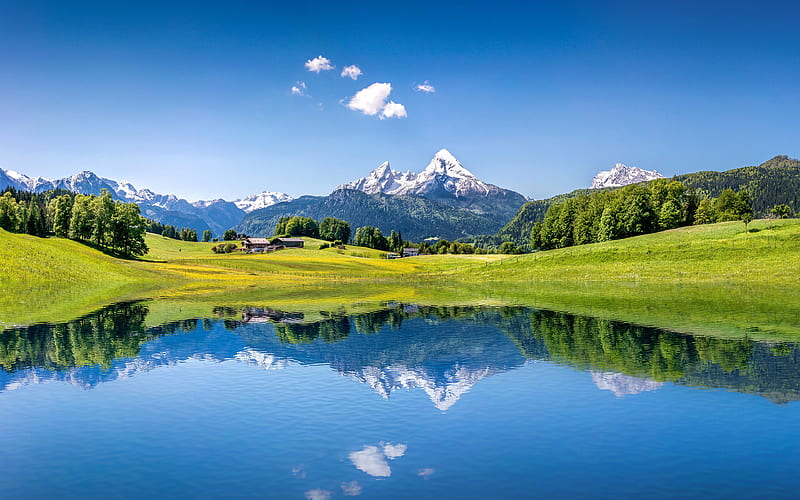 Alps, Europe alpine lake, Switzerland, mountains, HD wallpaper